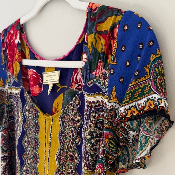 ANTHROPOLOGIE MOULINETTE SOEURS Women Sz 12 Paisley Teresita Printed Top Blouse - Picture 6 of 11